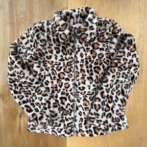 ANDREE BY UNIT FAUX FUR LEOPARD PRINT JACKET Women’s sz S Lined Lightweight